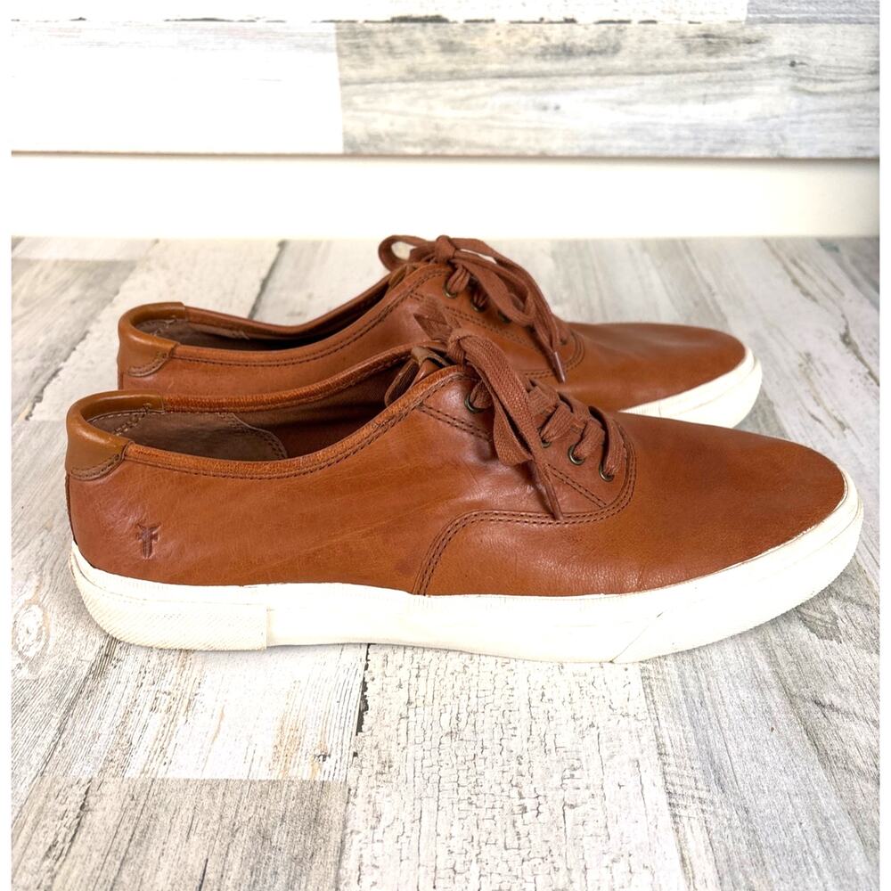 Frye Mens 13 Brown Ludlow Low Top Leather Sneakers Casual Dress Lace Up Luxe